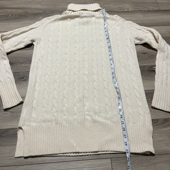 RALPH LAUREN Polo Sz XS Creme Wool Cashmere Cable Knit Turtleneck Tunic Sweater - Picture 5 of 6